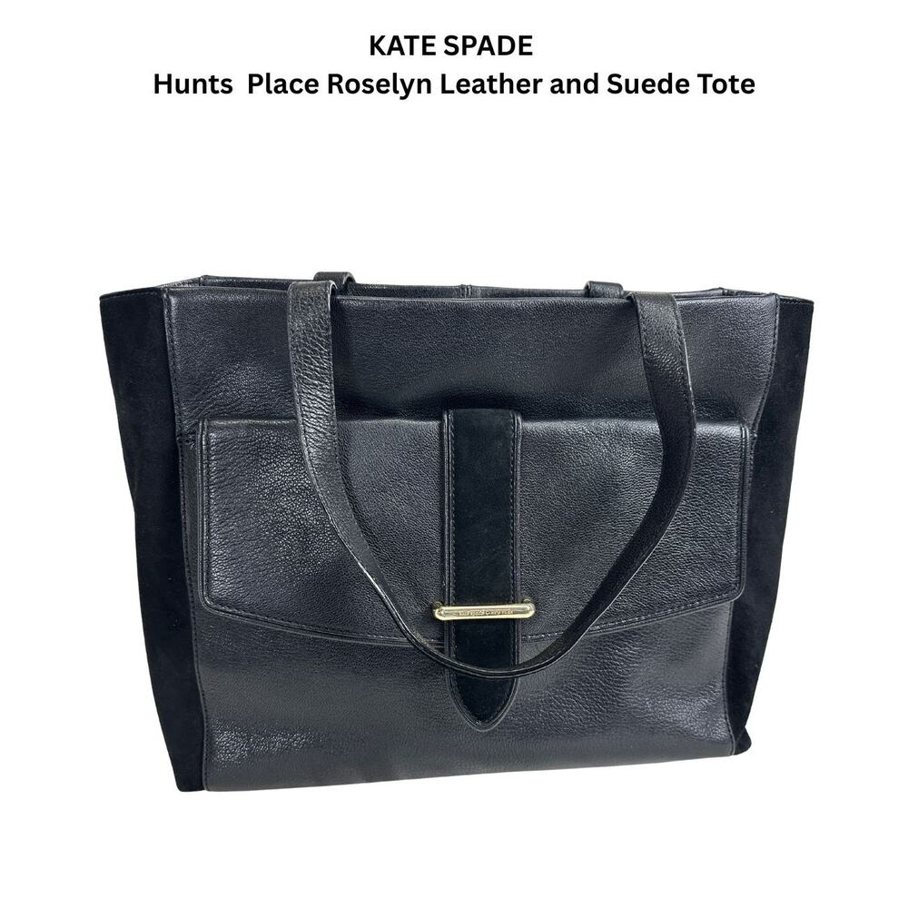 Kate Spade Hunts Place Roselyn Tote - leather body suede accents gold tone hw